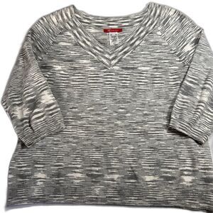 Ann Klein 3/4 Sleeve Sweater PL Rayon‎ Nylon Grey Cream